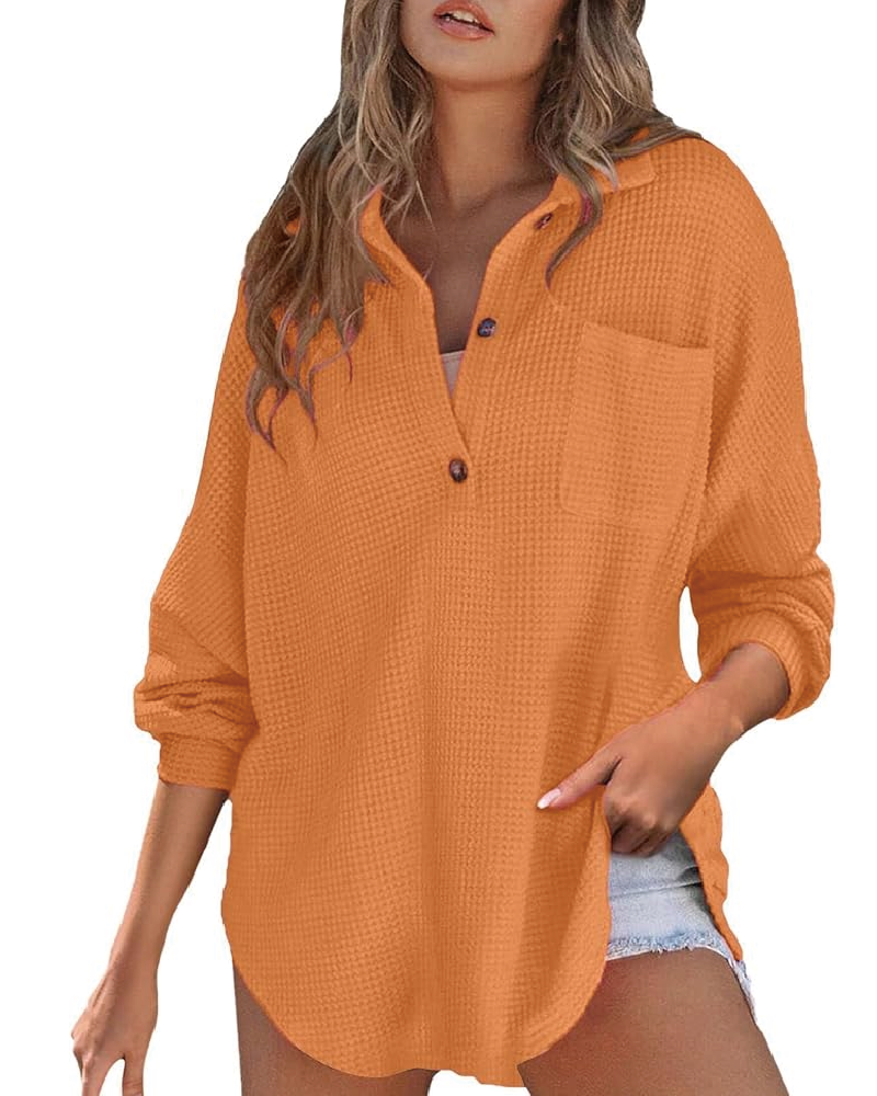 Waffle Knit Top Orange
