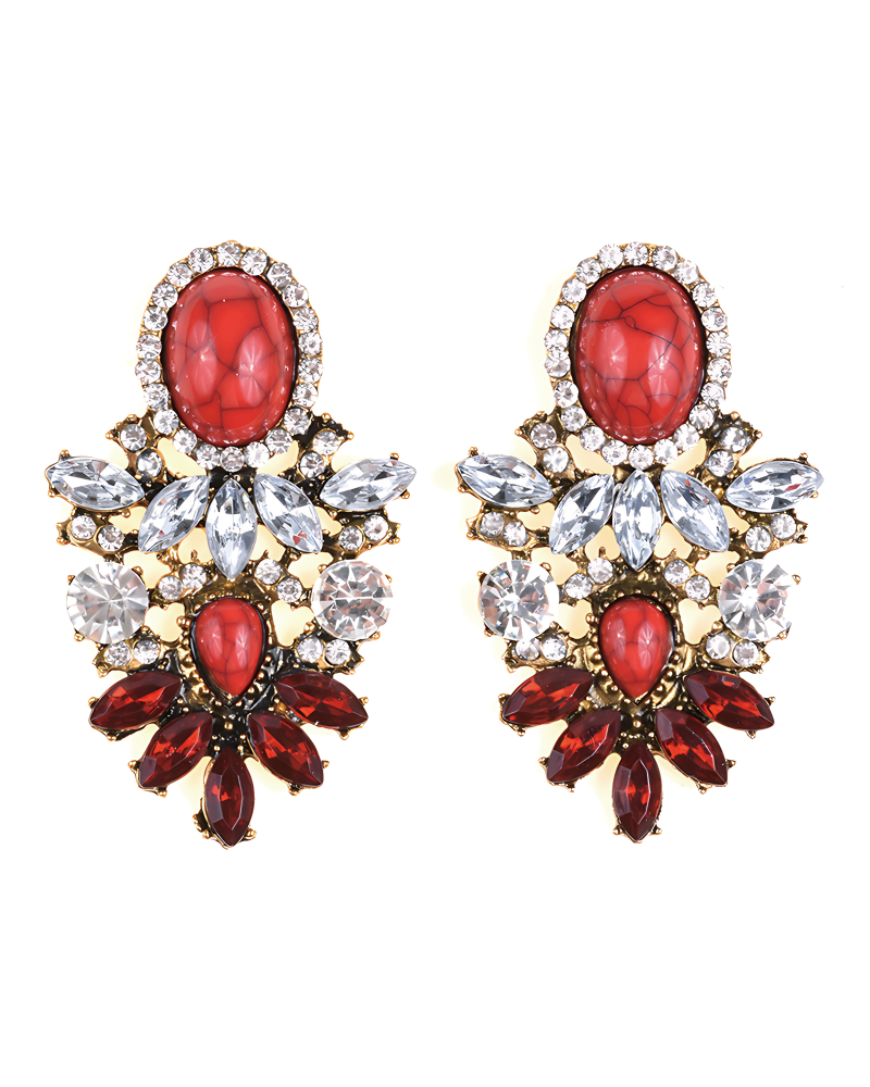 Bedazzle Me Earrings Wine Red