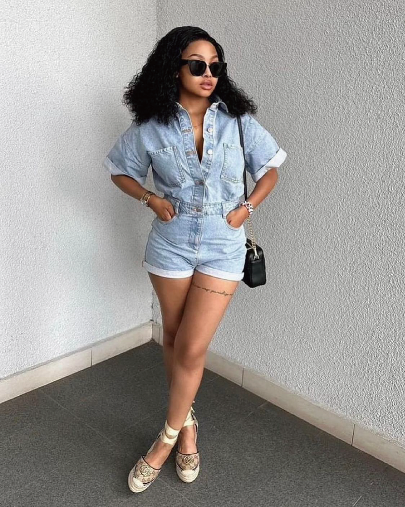 Press Pause Romper Blue