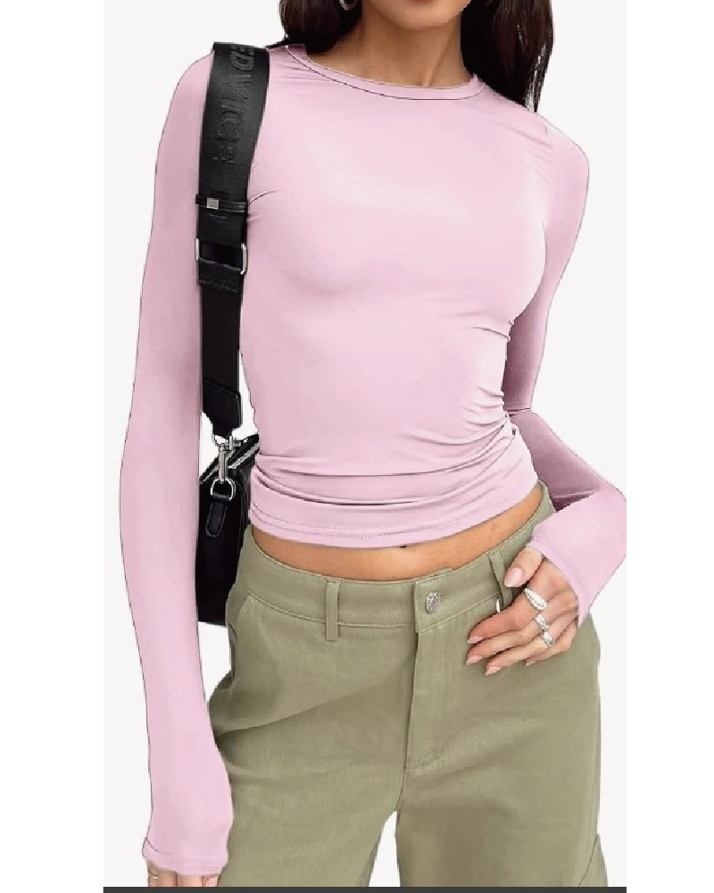 Fall Comfy Basic Top Pink