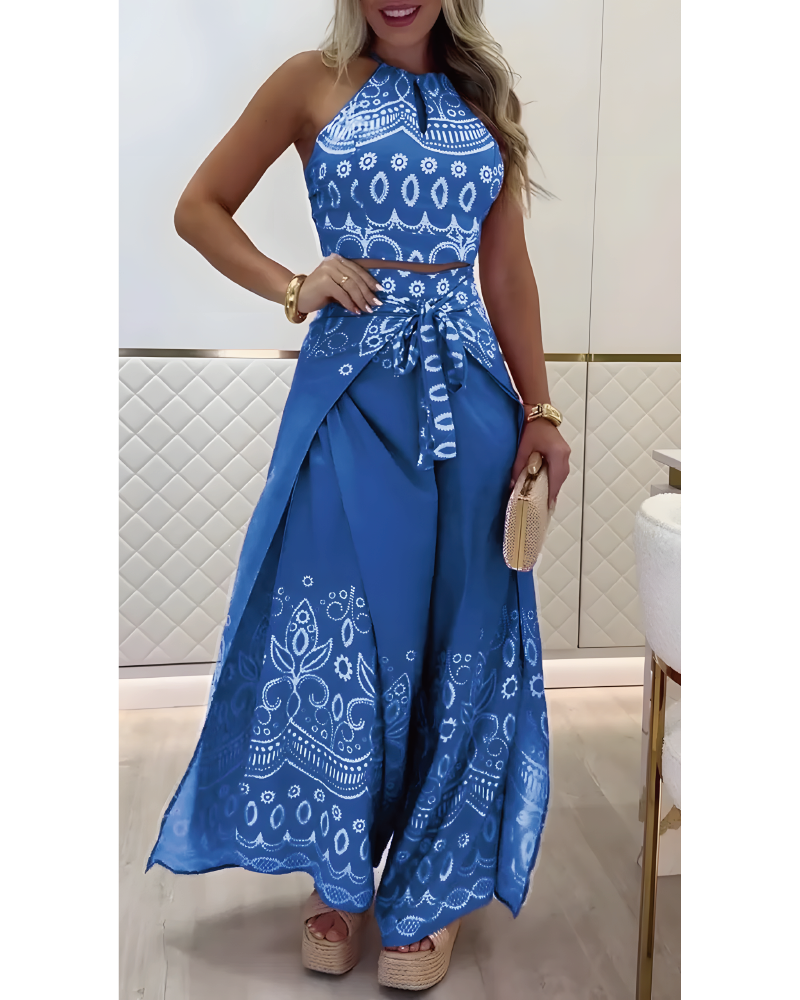 Tribal Print Pants Sets Blue