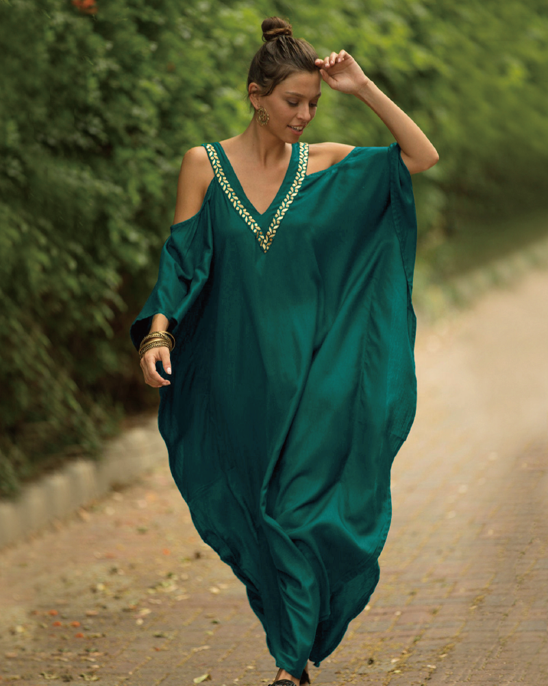 Cold Shoulder Kaftan Dress