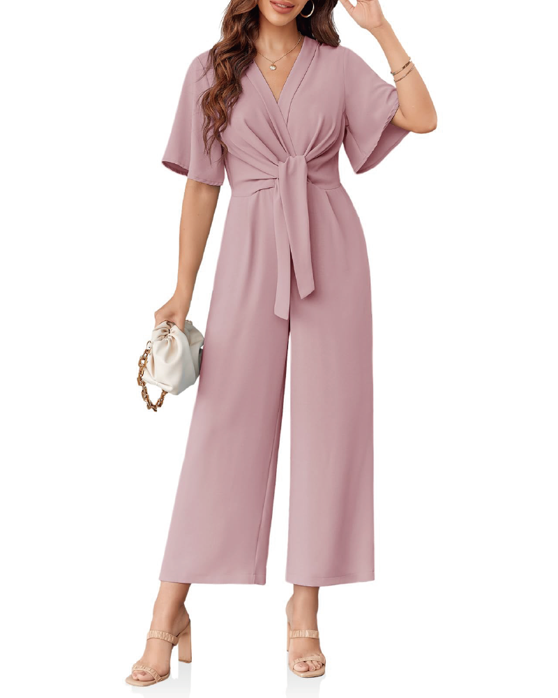 Flouncy Airy Feminine Jumpsuit Pink
