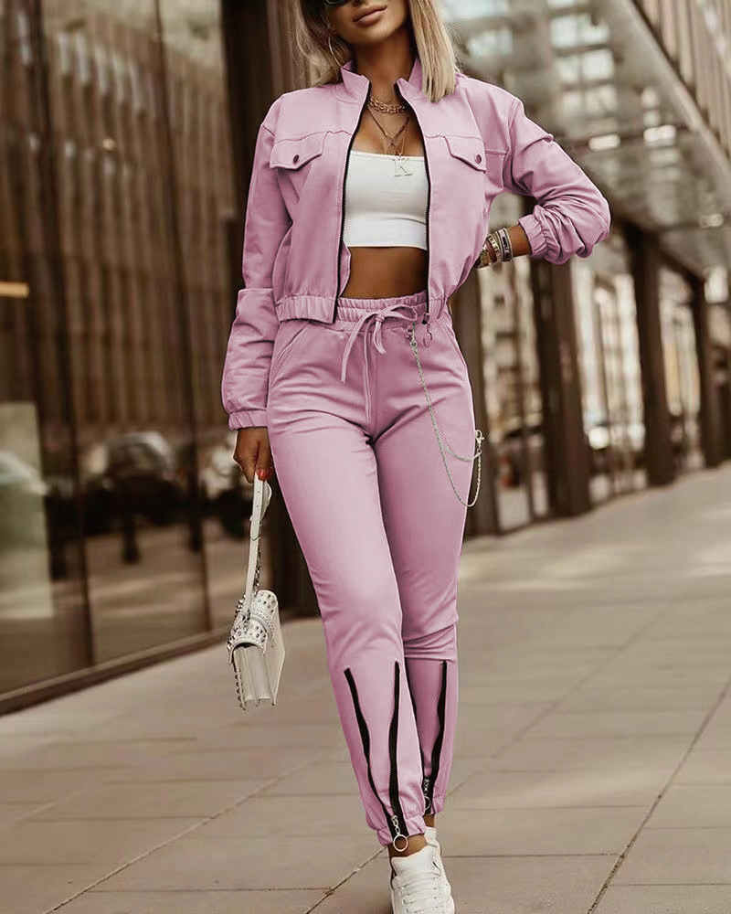 Splicing Jogger Set Pink