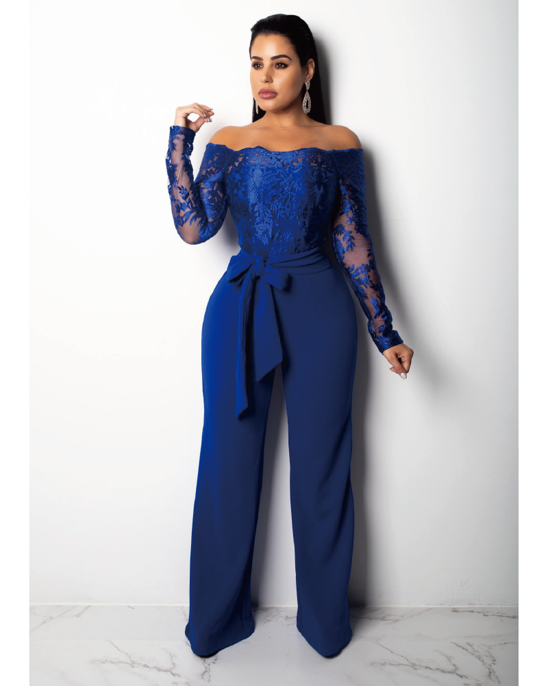 Elegant Lace Jumpsuit Blue