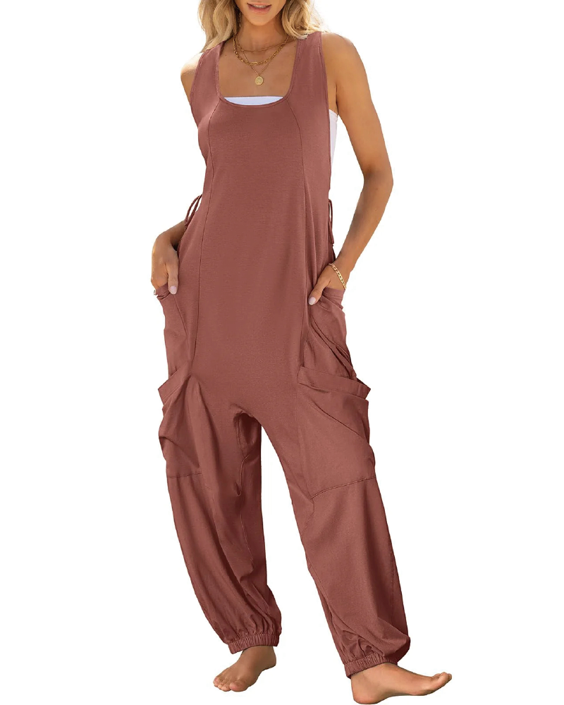Baggy Harem Jumpsuits Red