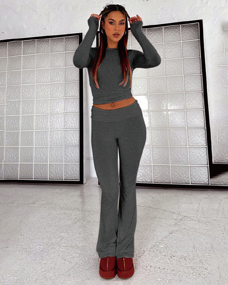 Bona Fides Flare Pant Set Gray