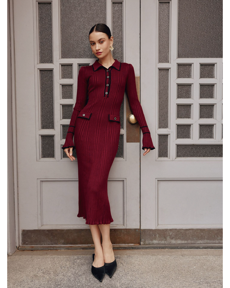 Karenna Sweater Maxi Dress Burgundy