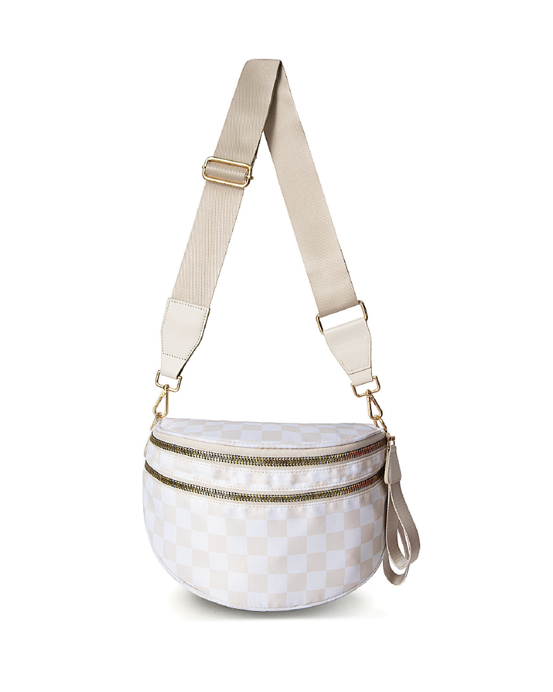 Checkered Bum Bag Cream