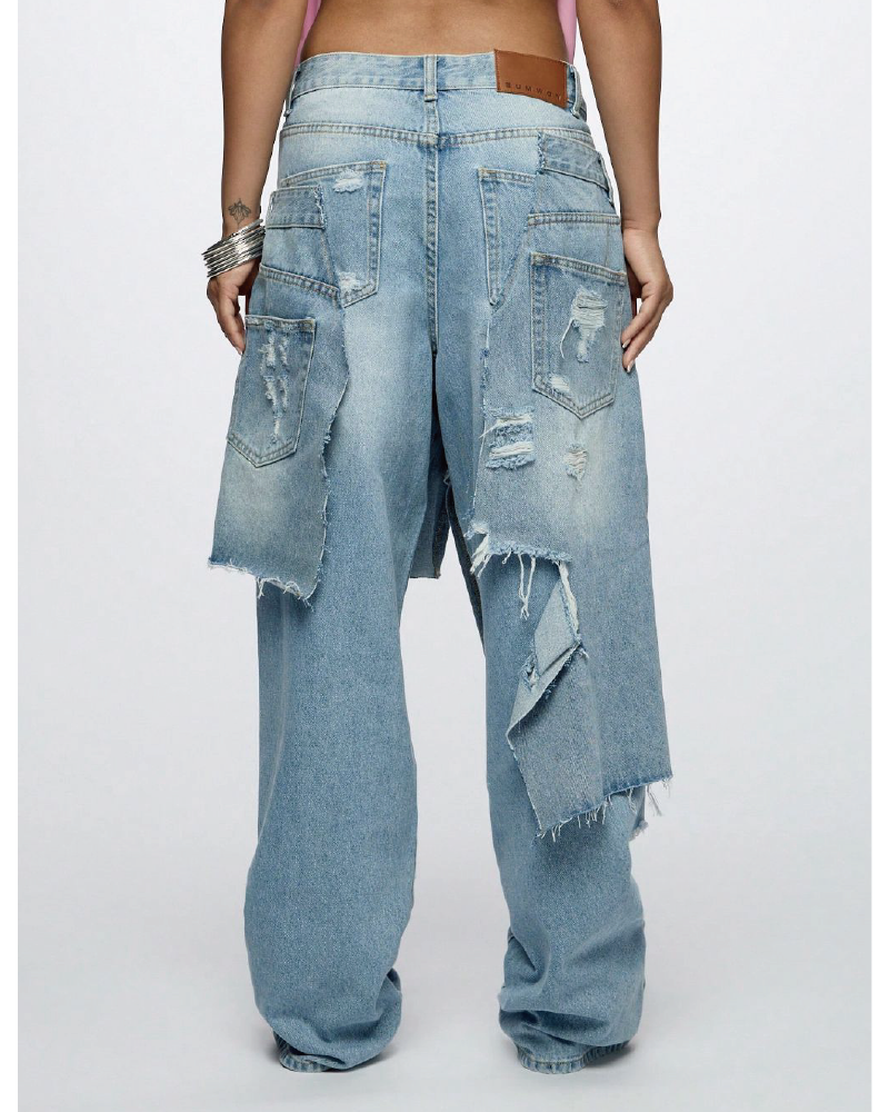 Double Waistband Wide Leg Jeans