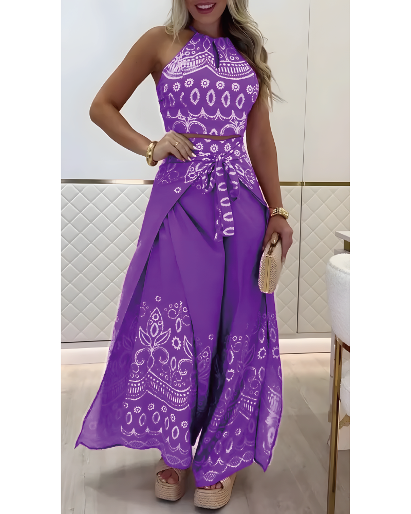 Tribal Print Pants Sets Purple