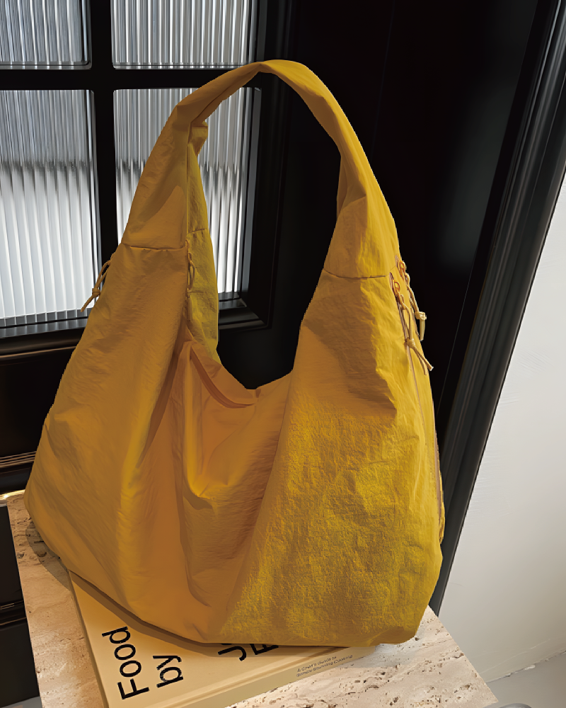 Textured Draped Tote Bag Yellow