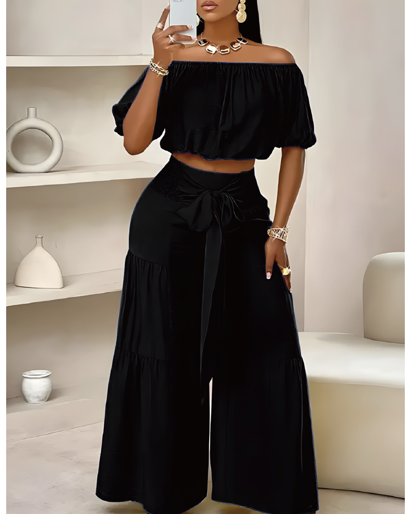 Take Me On A Vacay Pant Set Black