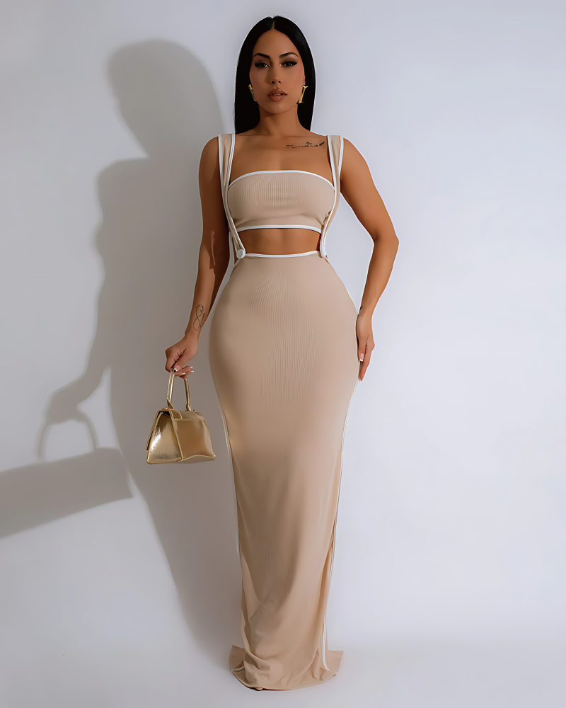 True Feeling Dress Set Apricot
