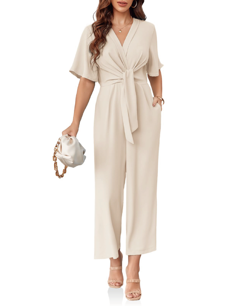 Flouncy Airy Feminine Jumpsuit Cream