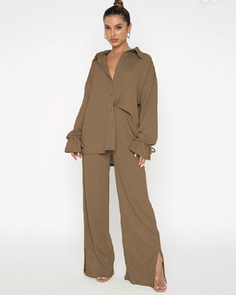Effortlessly Chic Pant Set Camel