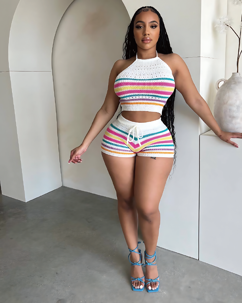 Belize Days Crochet Short Set White