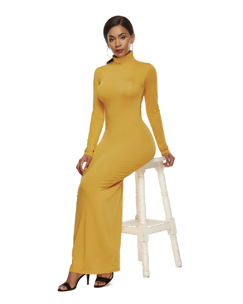 Trophy Wife Bodycon Maxi Dress Yellow