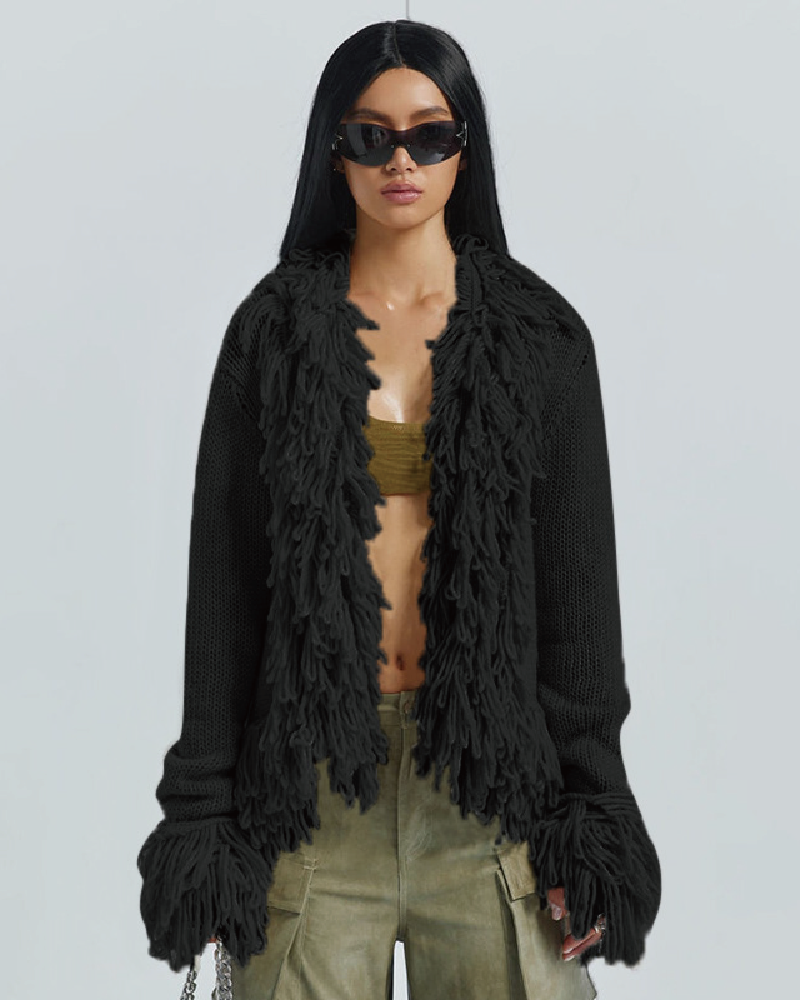 "WORTH THE TASSLE" SWEATER Black