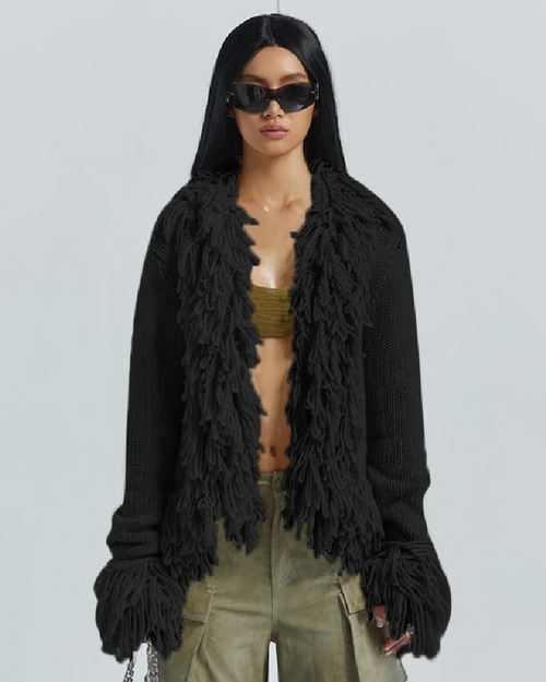 "WORTH THE TASSLE" SWEATER Black