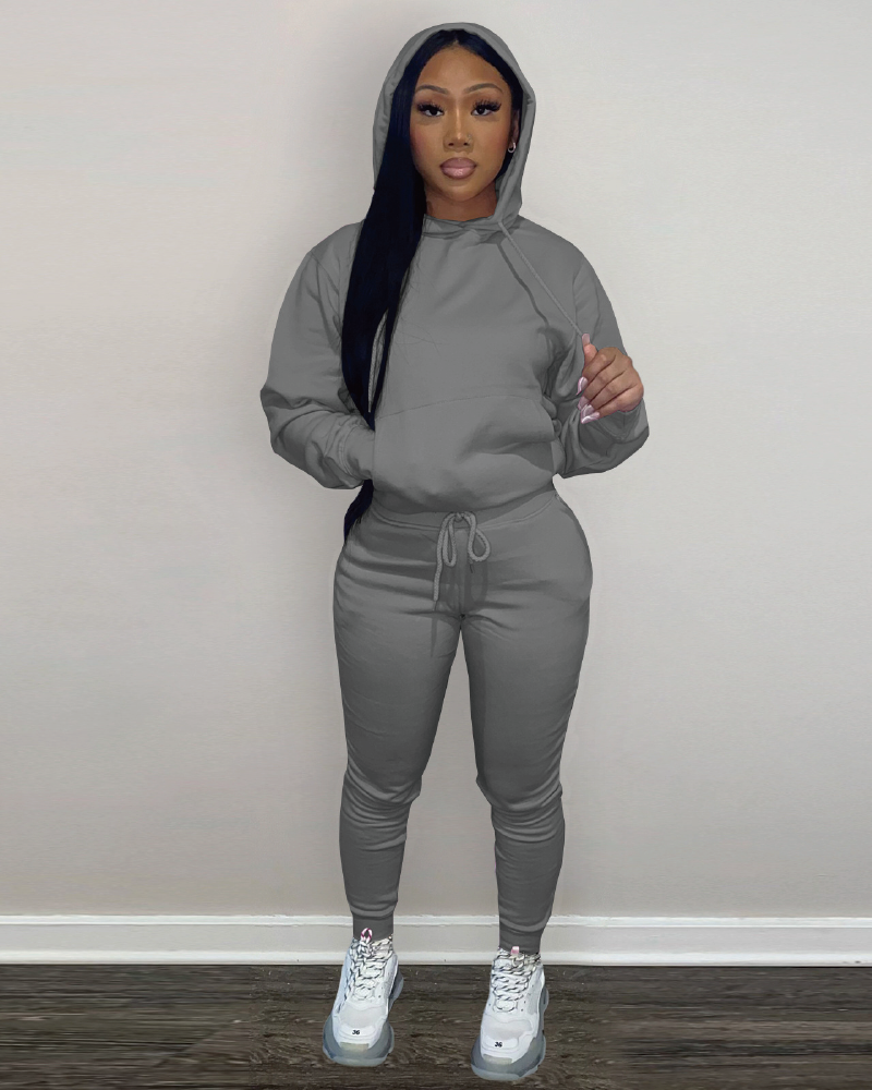 Simple Baddie Pant Set Dark Gray
