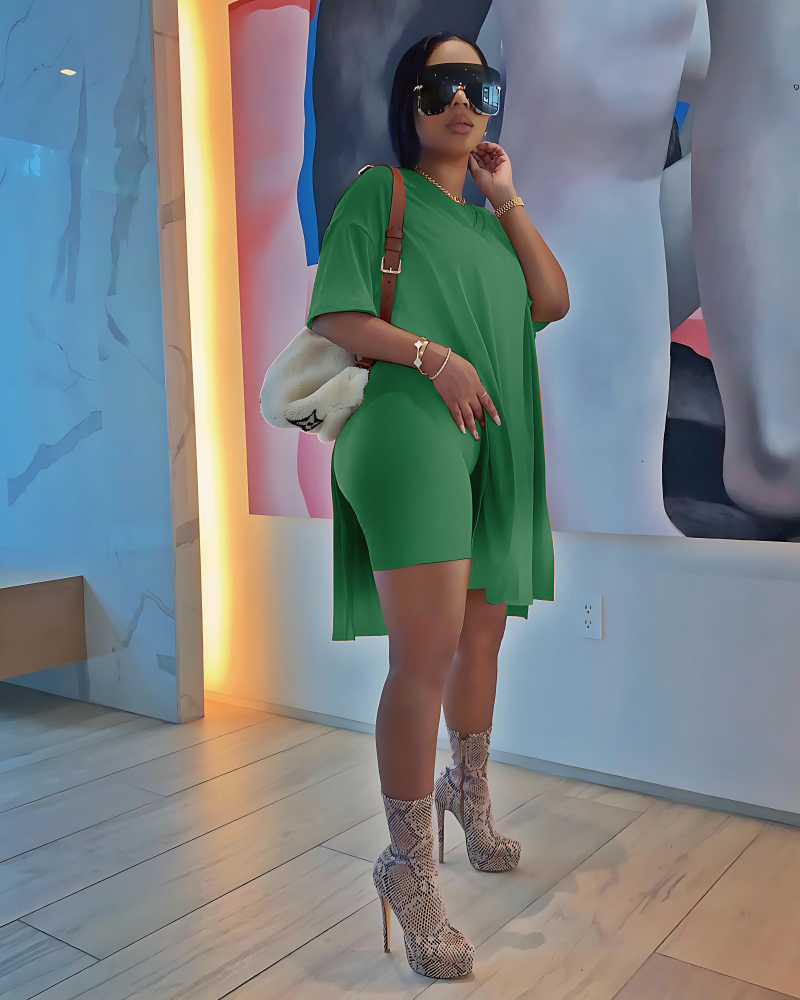 Classy n Chill Biker Shorts Set Green