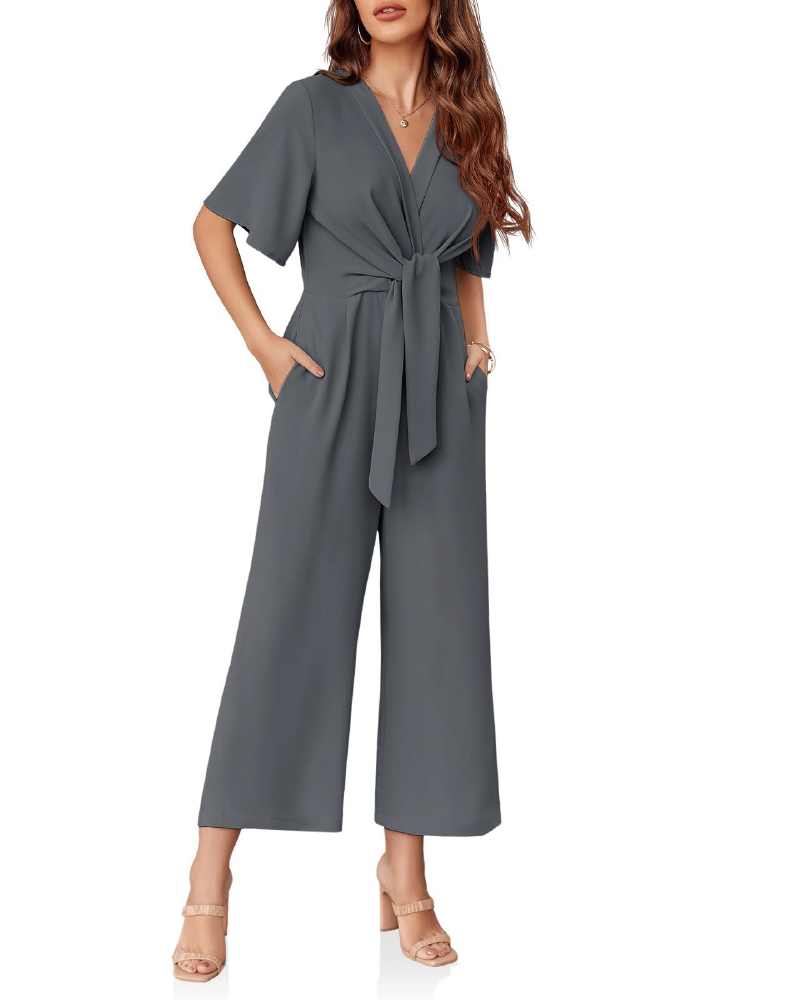 Flouncy Airy Feminine Jumpsuit Grey