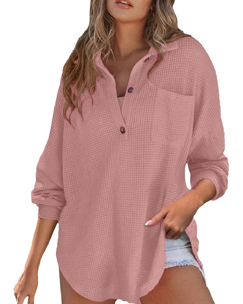 Waffle Knit Top Pink