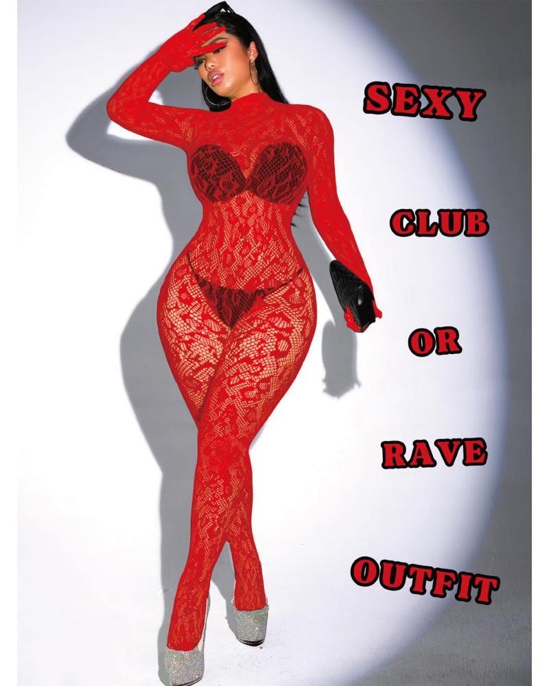 Sexy Lace Leopard Jumpsuit Red One size
