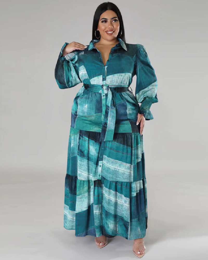 ALL PATCHED UP DRESS Cyan