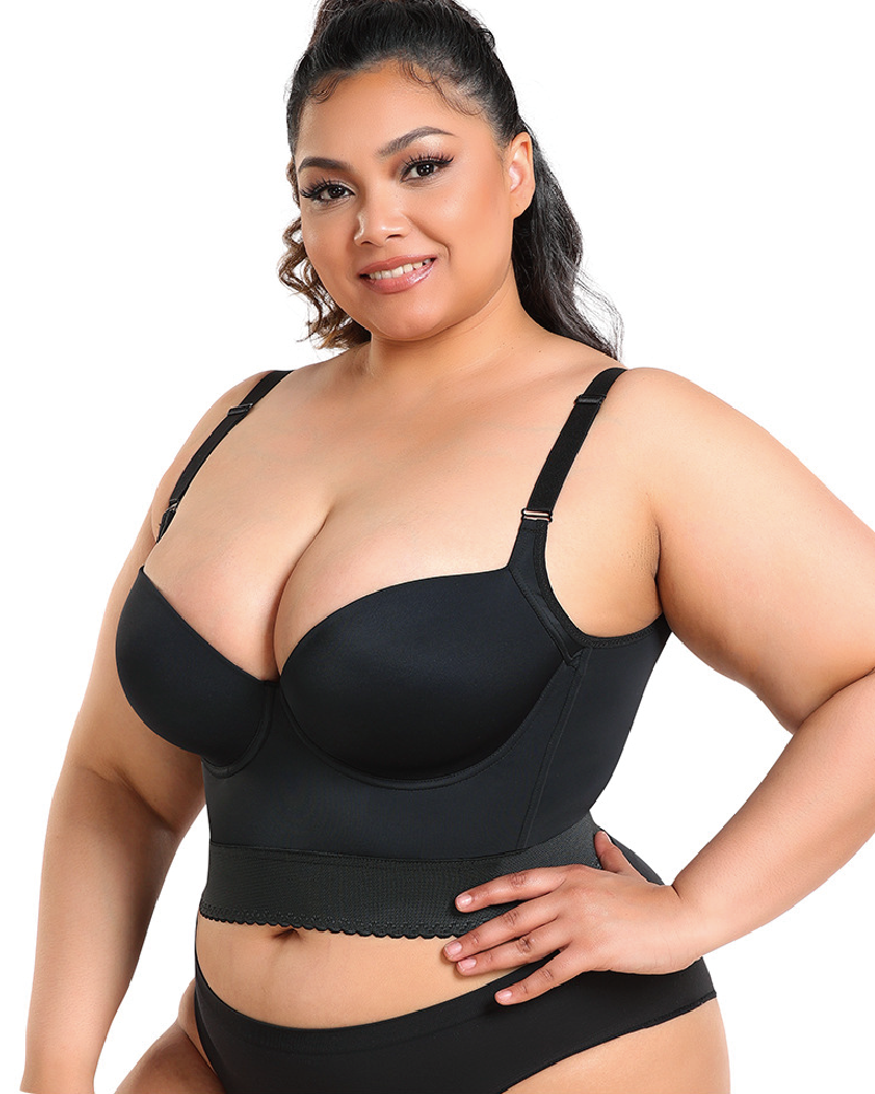 Built-In Longline Push-Up Bra Black