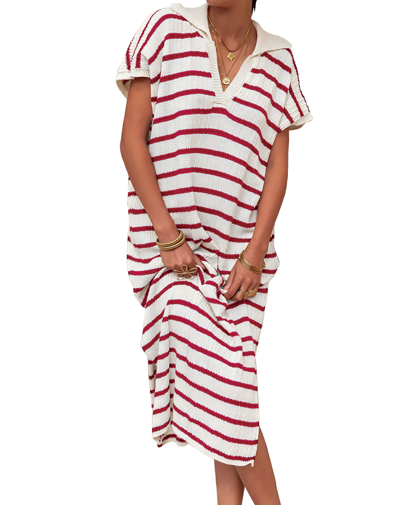 Striped Crochet Dress Hot Pink