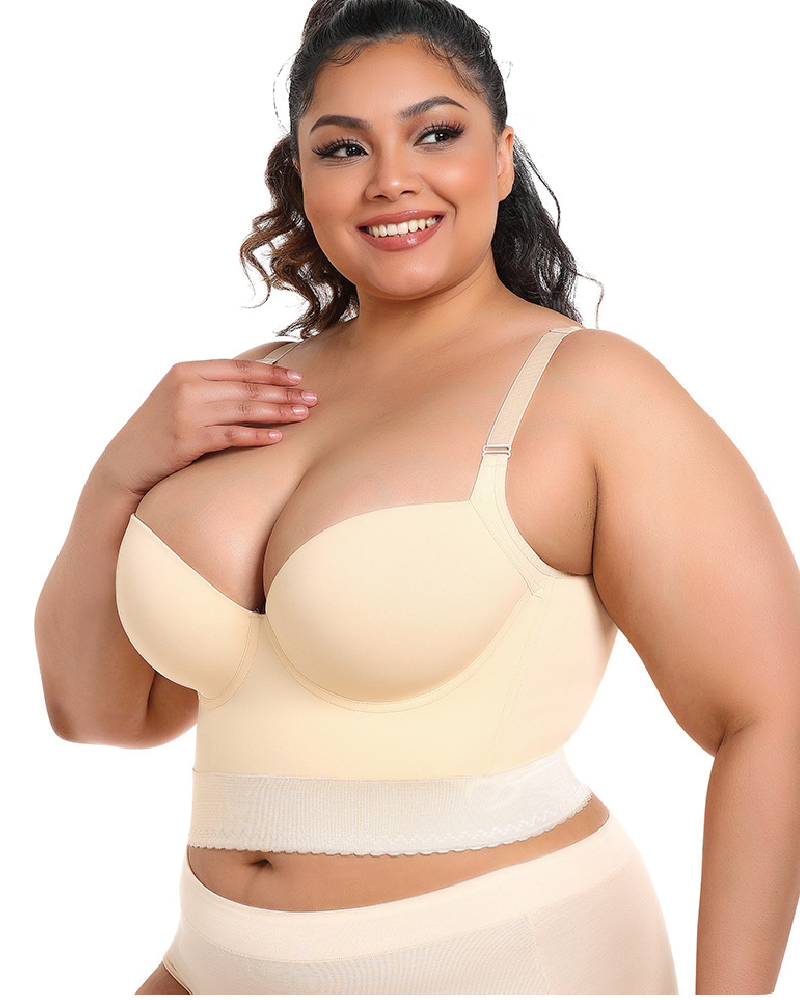 Built-In Longline Push-Up Bra Beige