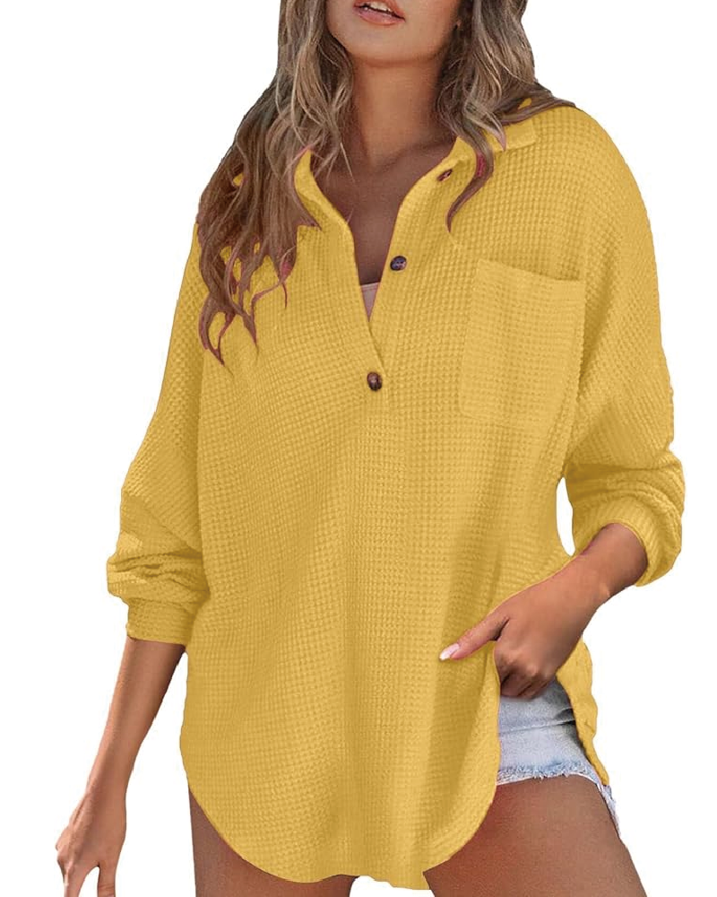 Waffle Knit Top Yellow