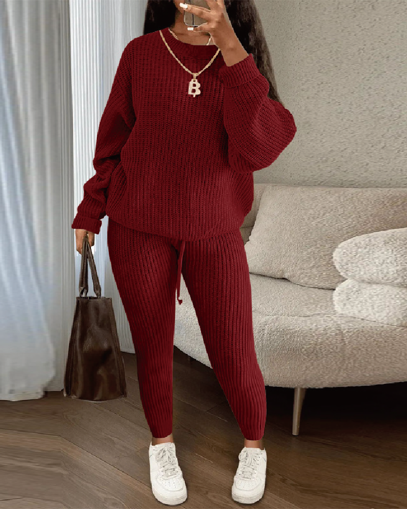 Stay Inside Pant Set Burgundy