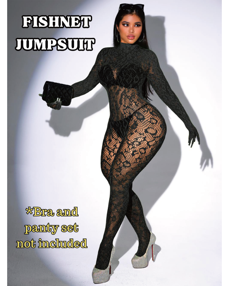 Sexy Lace Leopard Jumpsuit Black One size