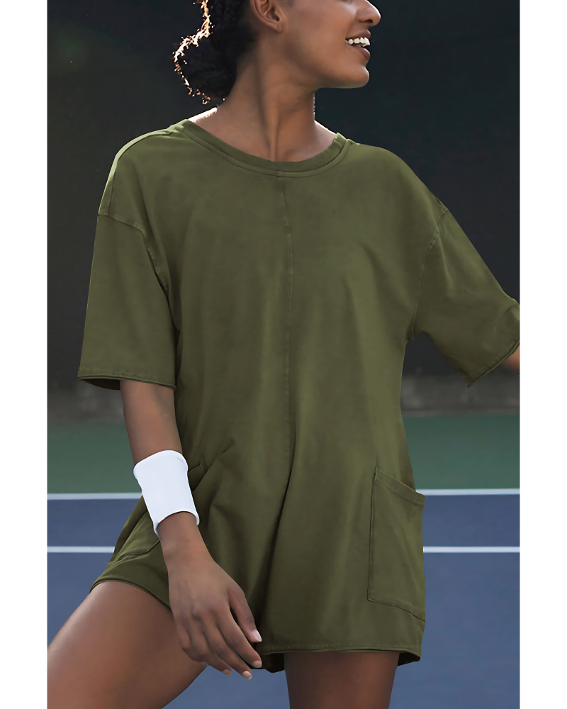 Breezy Chic Zomerse Romper Olive