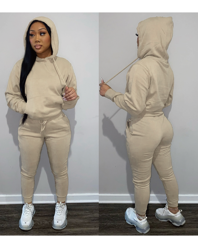 Simple Baddie Pant Set Beige