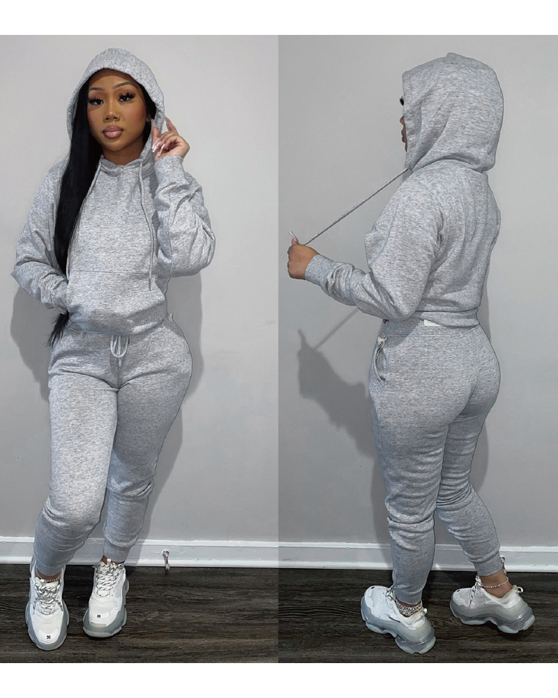 Simple Baddie Pant Set Gray
