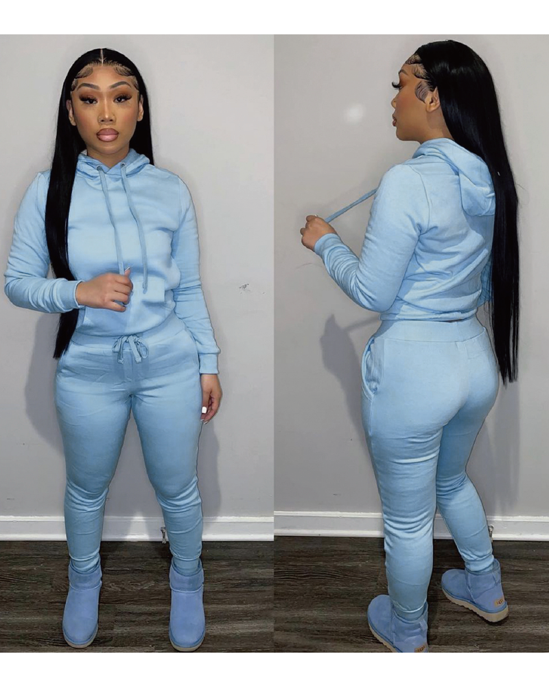 Simple Baddie Pant Set Sky Blue