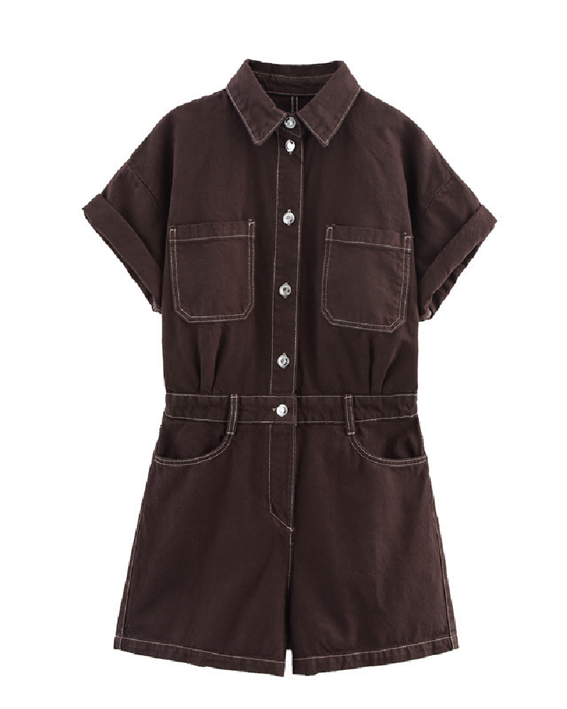 Press Pause Romper Brown