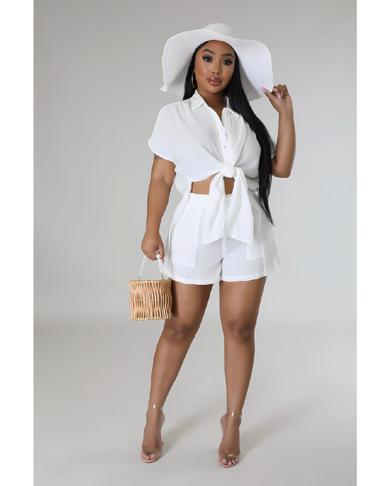 Sabrinia Linen Short Set White