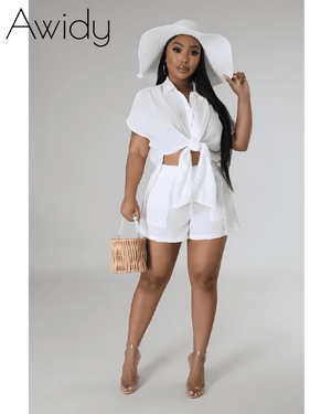 Sabrinia Linen Short Set White