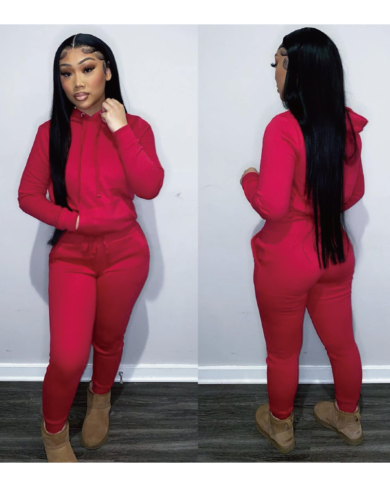 Simple Baddie Pant Set Red