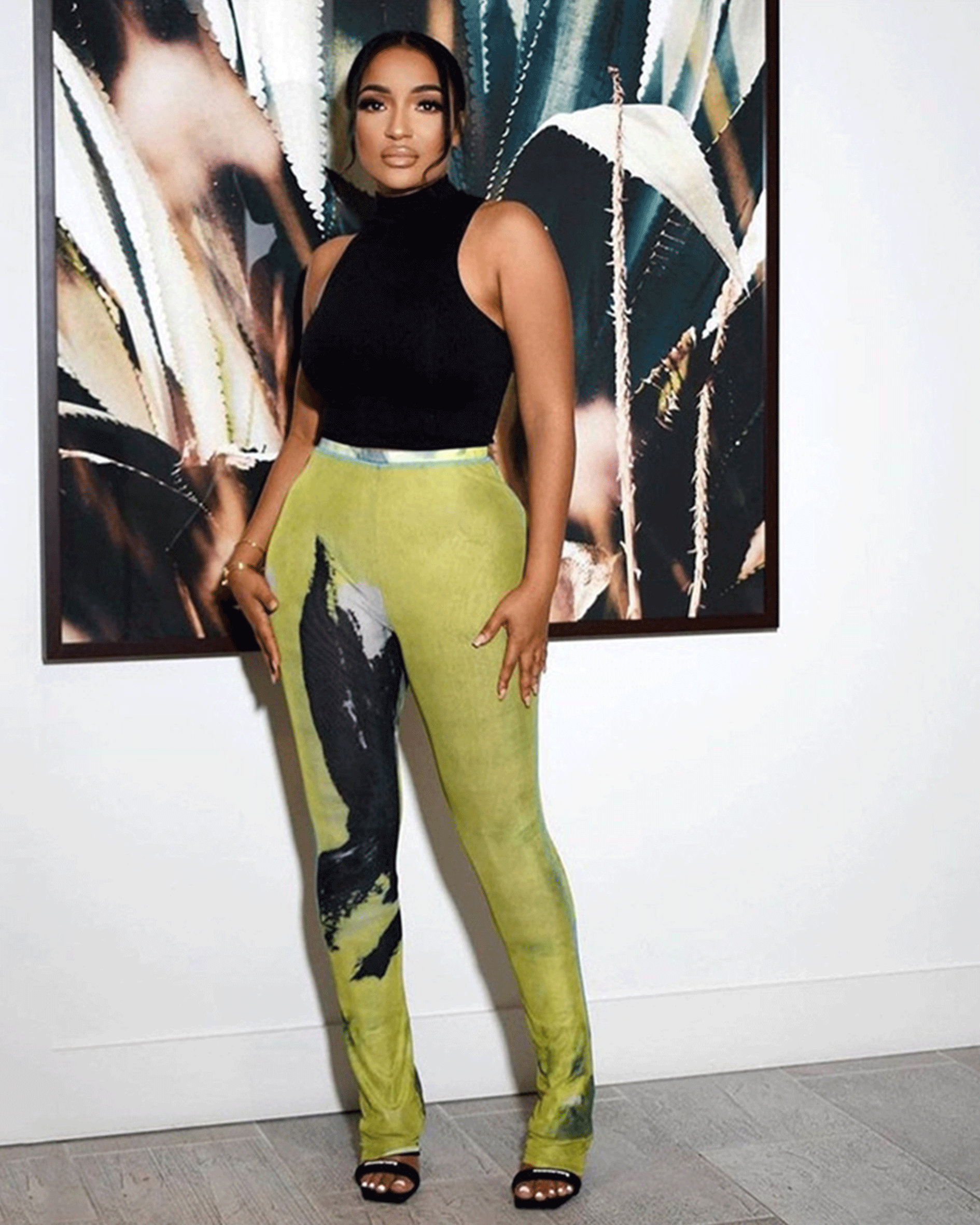 Mesh Tie Dye Wide Leg Pants L