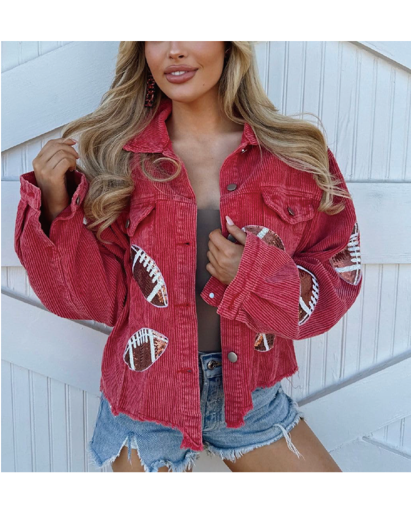 Game Time Corduroy Jacket Red