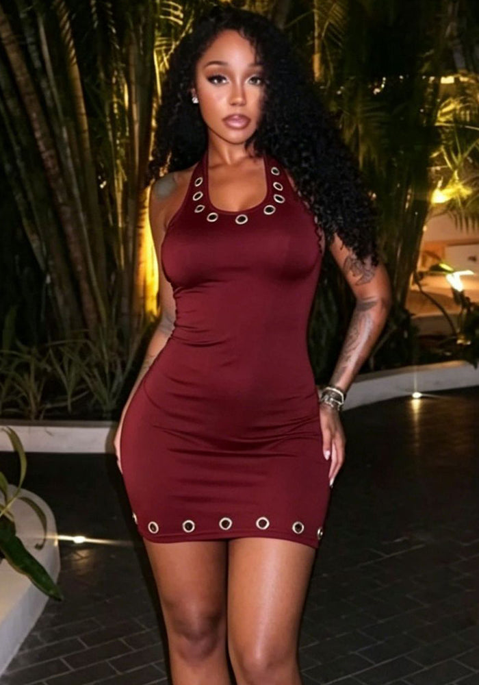 Stretch Halter Neck Backless Bodycon Dress for Party Wear