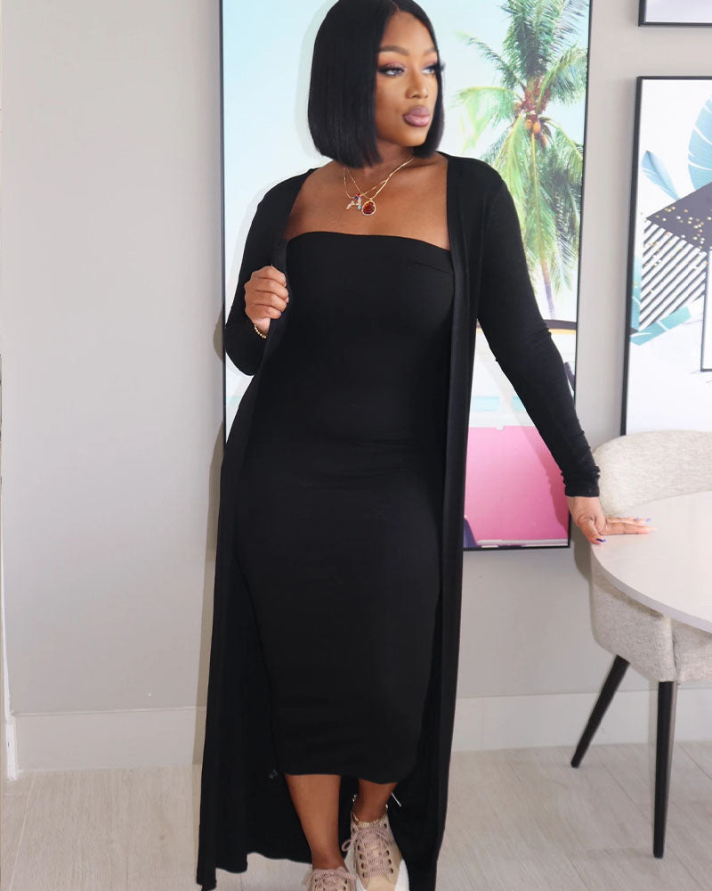 STRAPLESS DRESS SET BLACK