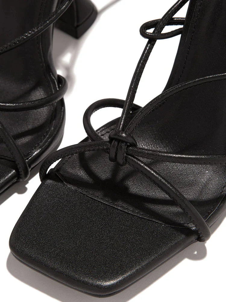 Knot Strap Lace-Up Sandals