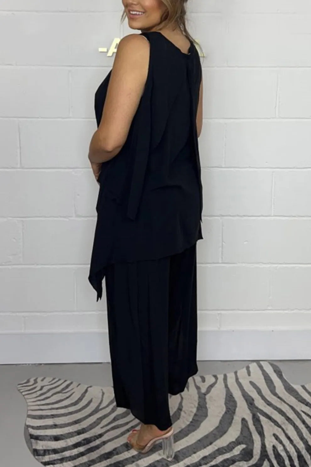 Solid Color Irregular Three piece Outfit